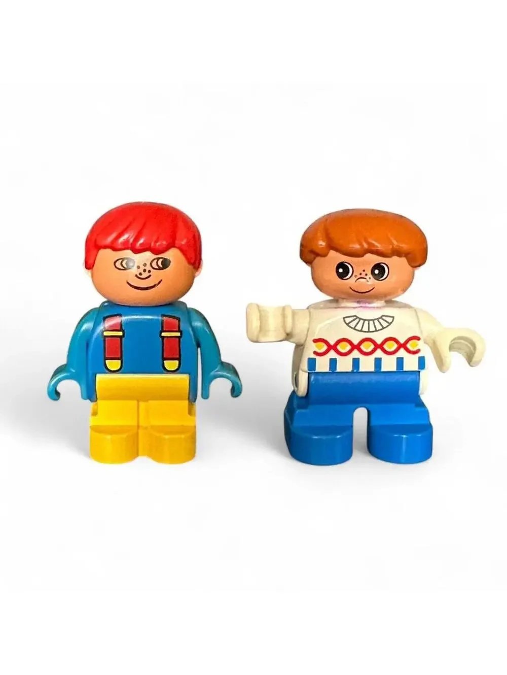 Vintage LEGO DUPLO Figures Suspender Boy & Patterned Sweater Boy 1980s